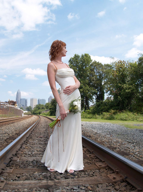 Katie on the tracks Brooks Ann Camper Bridal Couture